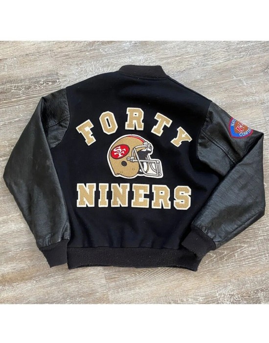 80’s San Francisco 49ers Black Wool And Leather Varsity Jacket