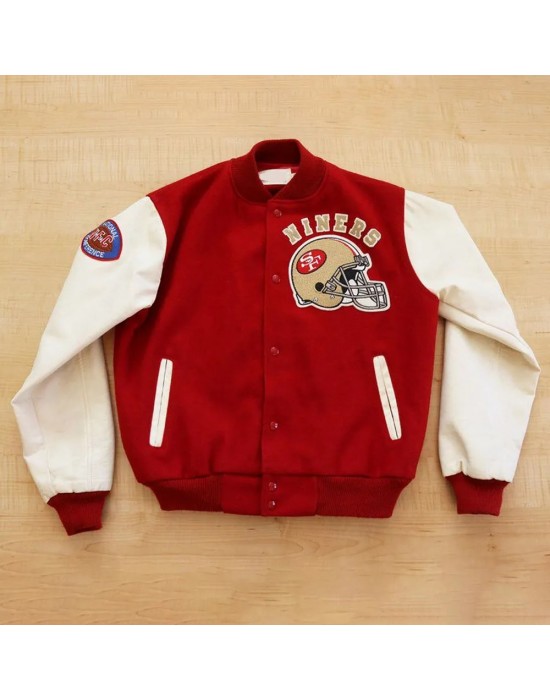 80’s San Francisco 49ers Red Wool And White Leather Varsity Jacket