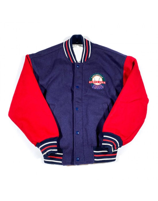 90s Louisville Slugger Blue and Red Varsity Jacket