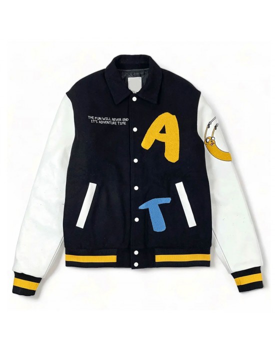 Adventure Time Black and White Varsity Jacket