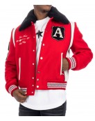 Amiri Always on Point Red Wool Varsity Jacket