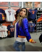 Astros Sequin Sports Blue Varsity Jacket