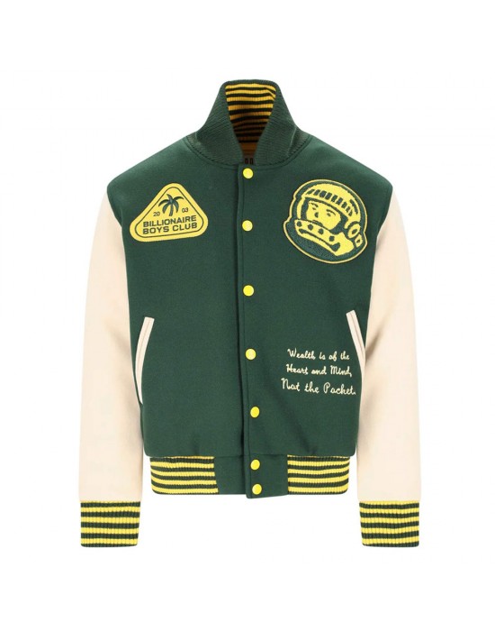 BBC Patch-detailed Button-Up Varsity Jacket