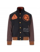 BBC Patch-detailed Button-Up Varsity Jacket