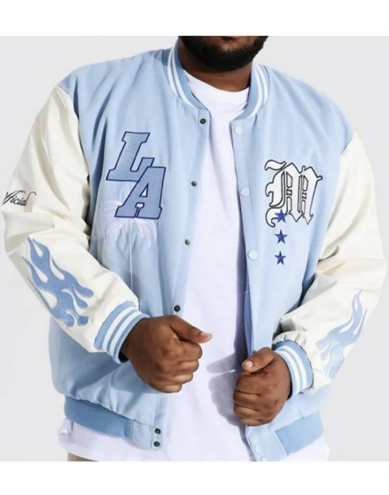 Baby Blue LA Letterman M Jacket