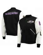 Baltimore Ravens Logo Black and White Varsity Jacket