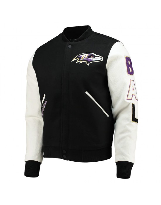 Baltimore Ravens Logo Black and White Varsity Jacket