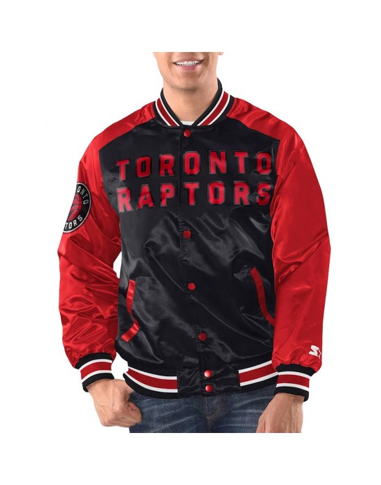 Black/Red Toronto Raptors Renegade Varsity Satin Jacket