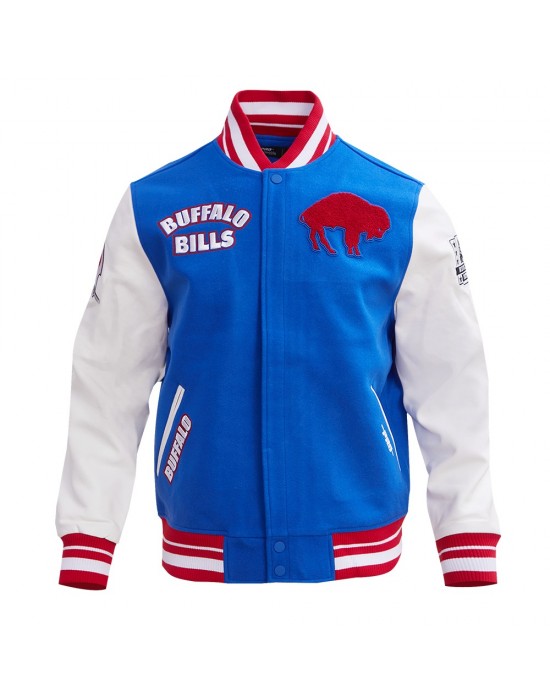 Buffalo Bills Retro Classic Rib Blue Wool Varsity Jacket