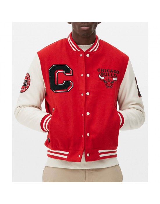 Chicago Bulls Varsity Red and Off White Jacket