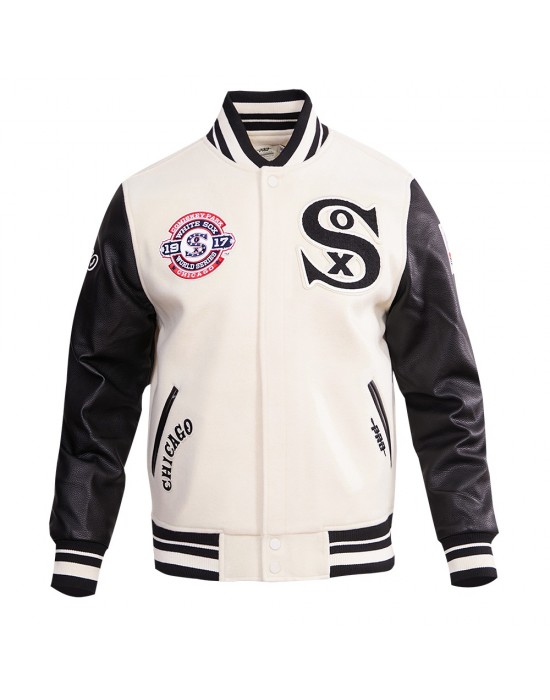 Chicago White Sox Retro Classic Off White Wool Varsity Jacket