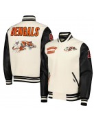 Cincinnati Bengals Retro Classic Varsity Cream and Black Jacket