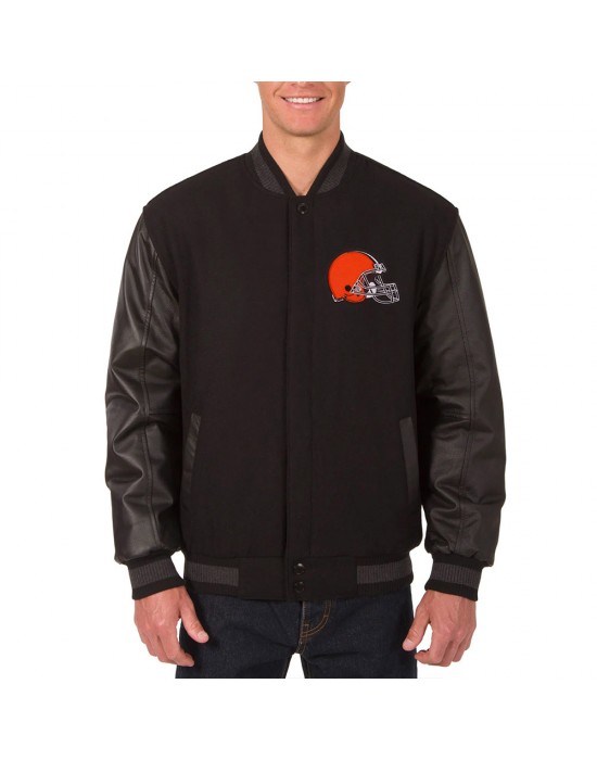 Cleveland Browns Black Varsity Wool/Leather Jacket