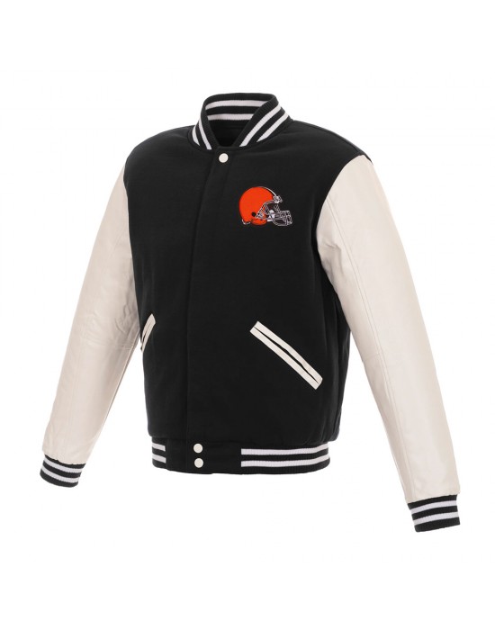 Cleveland Browns Two-Tone Varsity Wool/Leather Jacket