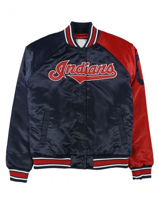 Cleveland Indians Navy and Red Varsity Satin Jacket