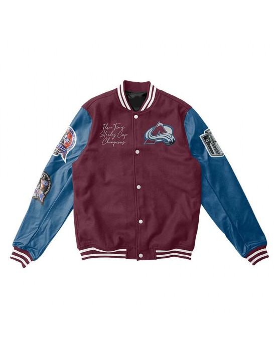 Colorado Avalanche Champions Varsity Maroon and Blue Jacket