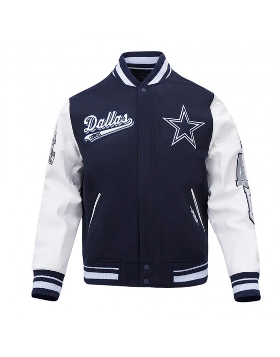 Dallas Cowboys Script Tail Classic Rib Varsity Jacket