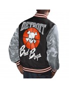 Detroit Bad Boys Black and Gray Varsity Satin Jacket