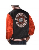 Detroit Bad Boys Black and Orange Varsity Satin Jacket