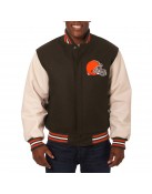 Domestic Cleveland Browns Varsity Brown and Cream Jacket