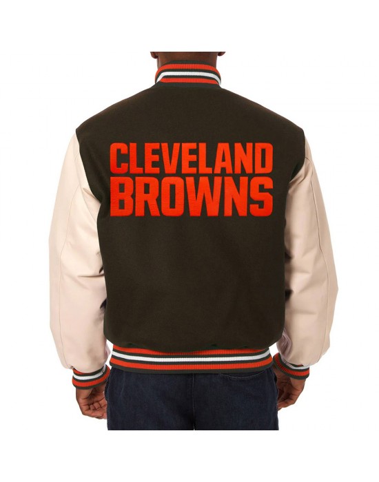 Domestic Cleveland Browns Varsity Brown and Cream Jacket