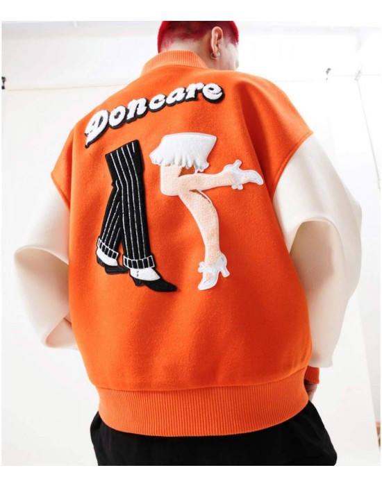 Doncare Legs Orange and White Varsity Jacket