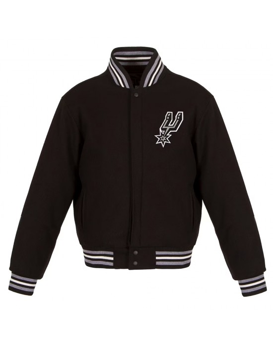 Embroidered San Antonio Spurs Varsity Black Wool Jacket