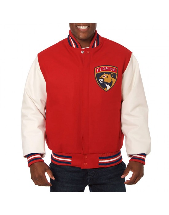 Florida Panthers Varsity Red and White Jacket