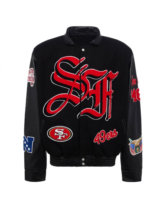 JH San Francisco 49ers Varsity Black Jacket