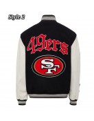 JH San Francisco 49ers Varsity White and Black Jacket