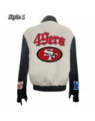 JH San Francisco 49ers Varsity White and Black Jacket