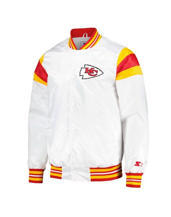 Kansas City Chiefs White Teddy Varsity Satin Jacket