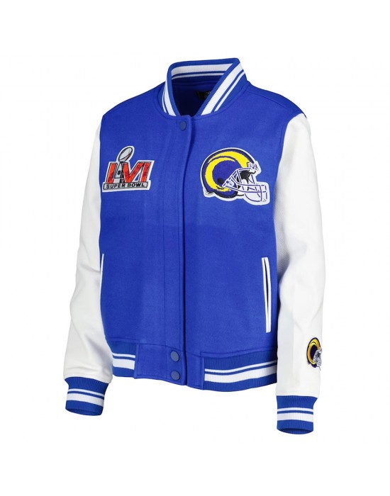 LA Rams Mash Up Royal and White Varsity Jacket