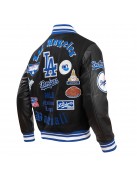 Los Angeles Dodgers Old English Black Wool Varsity Jacket