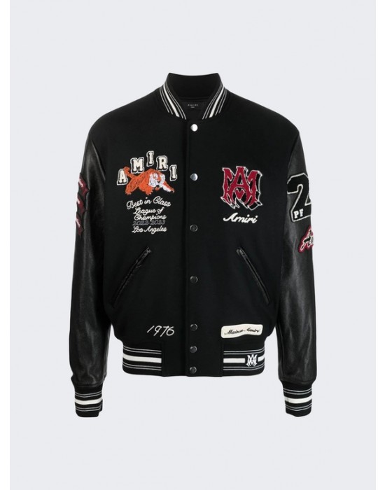 Men's Amiri Wool-Blend Varsity Bomber Jacket