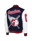 Men's Cleveland Guardians Mash Up Logo Varsity Navy Jacket