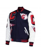 Men's Cleveland Guardians Mash Up Logo Varsity Navy Jacket