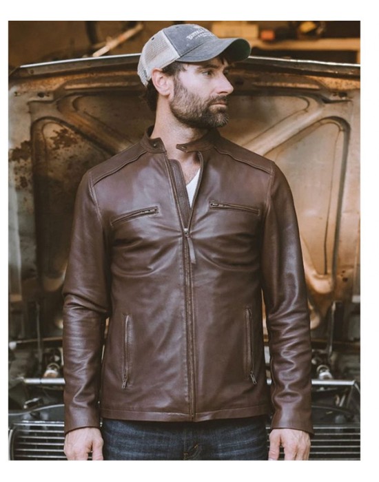 Men’s Biker Thompson Brown Leather Jacket