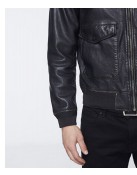 Men’s Bomber Black Jacket with Sherpa Collar