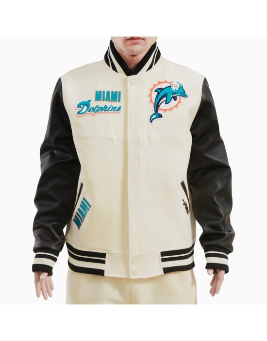 Miami Dolphins Retro Classic Rib Wool Varsity Jacket