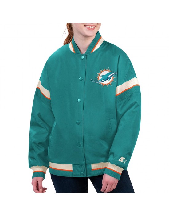 Miami Dolphins Tournament Aqua Varsity Jacket