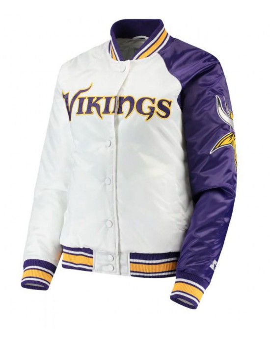 Minnesota Vikings Starter Satin White and Purple Jacket