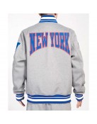 NY Giants Crest Emblem Gray Varsity Wool Jacket