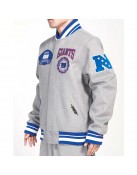 NY Giants Crest Emblem Gray Varsity Wool Jacket