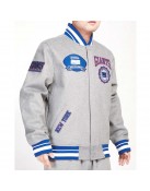 NY Giants Crest Emblem Gray Varsity Wool Jacket