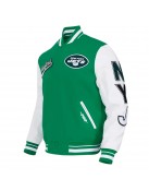 NY Jets Script Tail Classic Rib Varsity Jacket