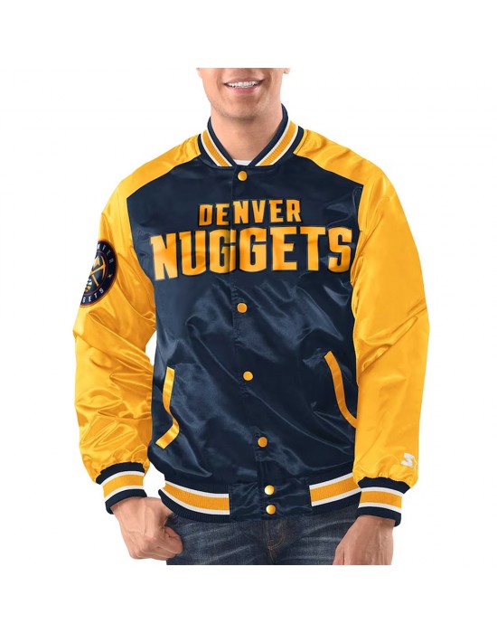 Navy/Gold Denver Nuggets Renegade Varsity Satin Jacket