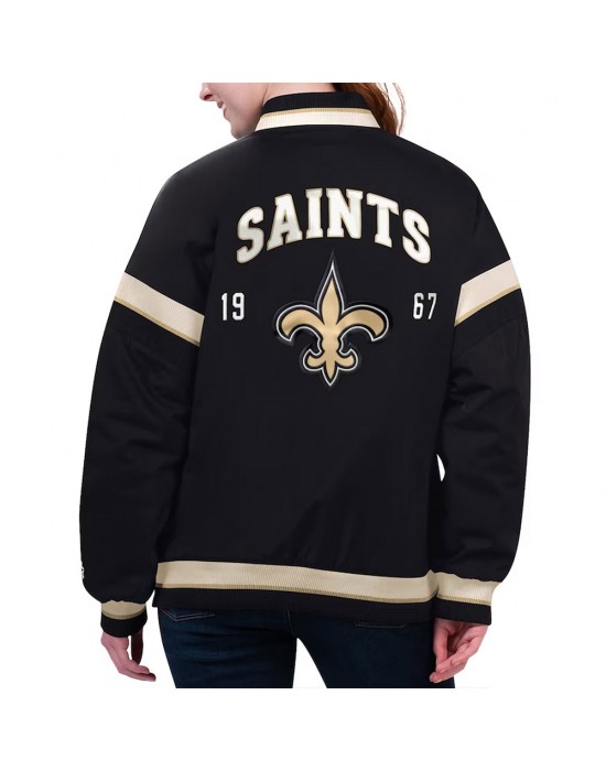 New Orleans Saints Tournament Black Varsity Jacket