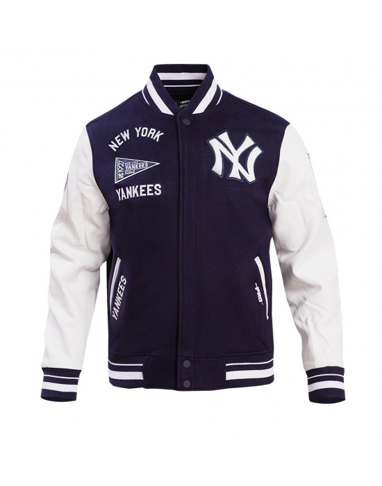 New York Yankees Retro Classic Navy Blue Wool Varsity Jacket