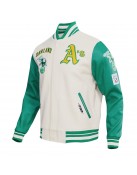 Oakland Athletics Retro Classic Off White Wool Varsity Jacket